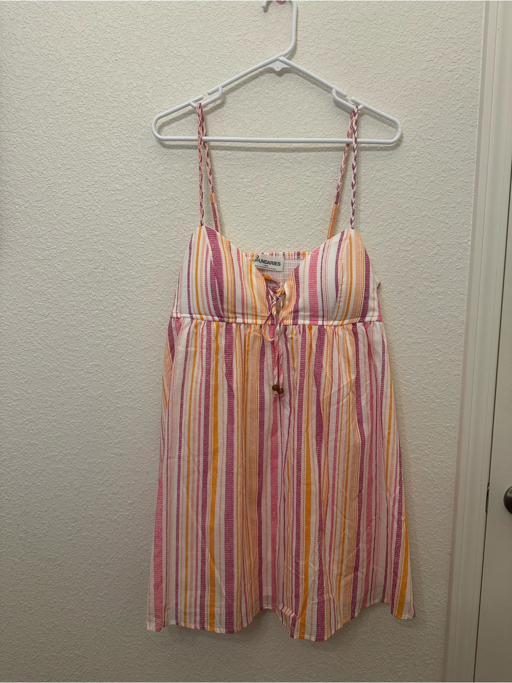 No Boundaries Pink, Yellow & White Striped Mini Dress